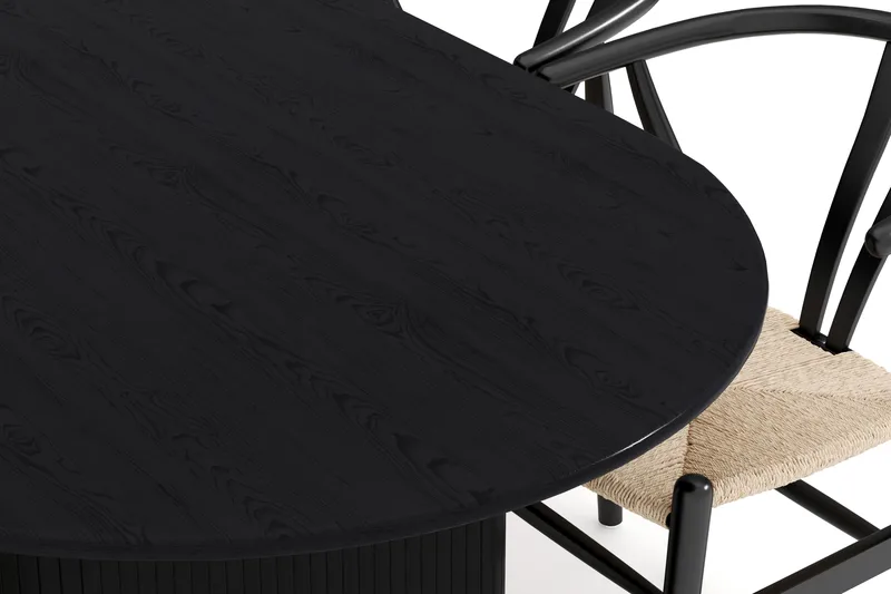 Noira Matgrupp 220 cm Massiv Ek med 6 Dastoori Matstol - 2220067-6,2206123-1 - Svart - Products - Möbler - Bord & matgrupp - Matgrupp