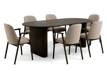 Noira Matgrupp förlängningsbart 160-220 cm Rökt Ek med 6 Reciclar Matstolar - Rökt ek - Products - Möbler - Bord & matgrupp - Matgrupp