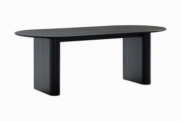 Noira Ovalt Matbord 220 cm Svart +  6 st Nibe stol grå med svarta ben - Svart/Grå - Products - Möbler - Bord & matgrupp - Matgrupp