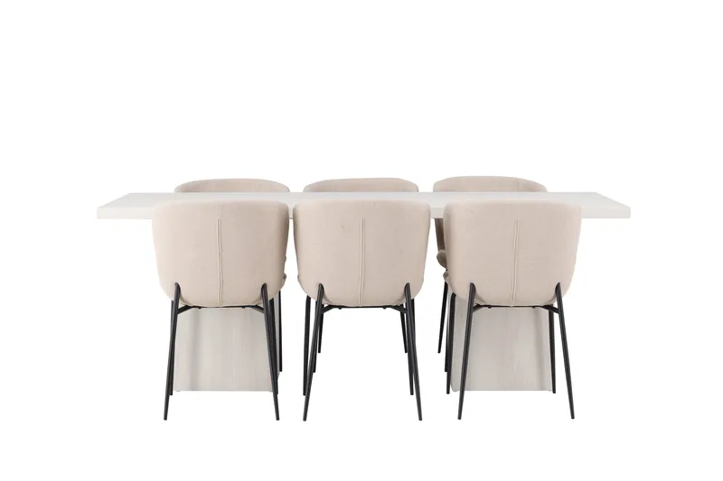 Olga Matgrupp 200 cm Rektangulär med 6 Modesto Stolar, Beige