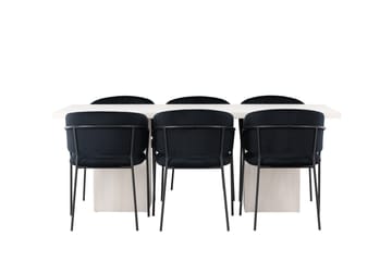 Olga Matgrupp 200 cm Rektangulär med 6 Selma Stolar - Svart - Products - Möbler - Bord & matgrupp - Matgrupp