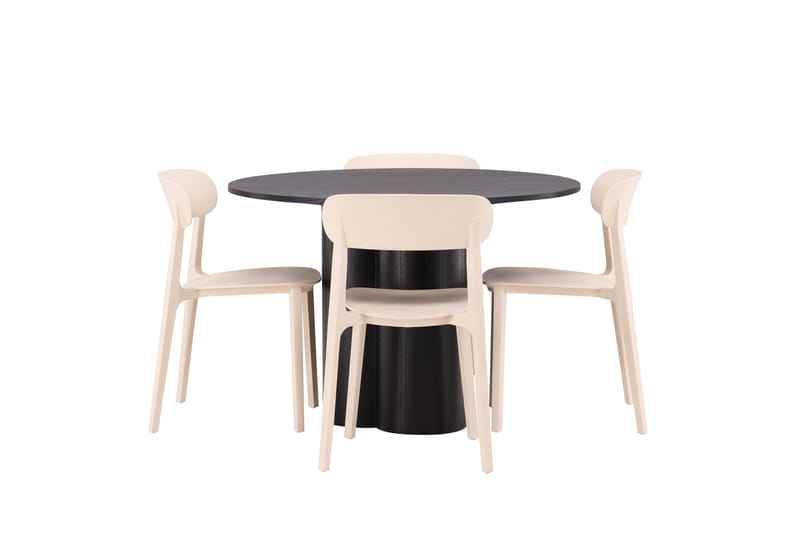 Olivia Matgrupp 110 cm Rund med 4 Åstol Stolar - Beige - Products - Möbler - Bord & matgrupp - Matgrupp