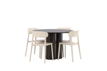 Olivia Matgrupp 110 cm Rund med 4 Åstol stolar - Beige - Products - Möbler - Bord & matgrupp - Matgrupp
