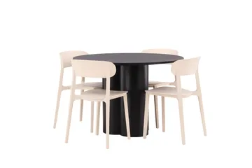 Olivia Matgrupp 110 cm Rund med 4 Åstol Stolar - Beige - Products - Möbler - Bord & matgrupp - Matgrupp