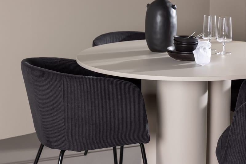 Olivia Matgrupp 110 cm Rund med 4 Berit stolar - Beige/Svart - Products - Möbler - Bord & matgrupp - Matgrupp