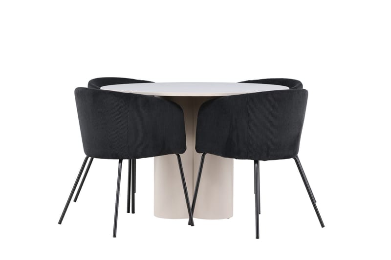Olivia Matgrupp 110 cm Rund med 4 Berit stolar - Beige/Svart - Products - Möbler - Bord & matgrupp - Matgrupp