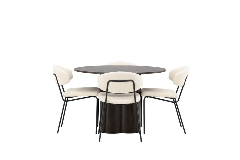 Olivia Matgrupp 110 cm Rund med 4 Chico Stolar - Mocca - Products - Möbler - Bord & matgrupp - Matgrupp