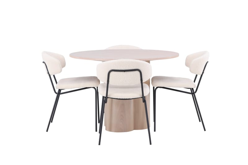 Olivia Matgrupp 110 cm Rund med 4 Chico Stolar - Whitewash - Products - Möbler - Bord & matgrupp - Matgrupp