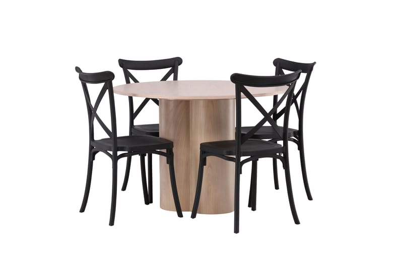 Olivia Matgrupp 110 cm Rund med 4 Crosett stolar - Whitewash - Products - Möbler - Bord & matgrupp - Matgrupp