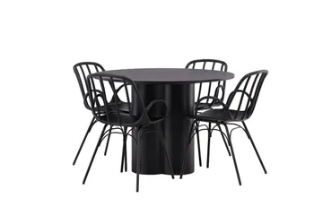 Olivia Matgrupp 110 cm Rund med 4 Dyrön Stolar - Svart - Products - Möbler - Bord & matgrupp - Matgrupp