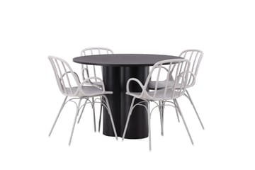 Olivia Matgrupp 110 cm Rund med 4 Dyrön Stolar - Svart - Products - Möbler - Bord & matgrupp - Matgrupp