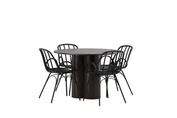 Olivia Matgrupp 110 cm Rund med 4 Dyrön stolar - Svart - Products - Möbler - Bord & matgrupp - Matgrupp