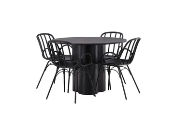 Olivia Matgrupp 110 cm Rund med 4 Dyrön Stolar - Svart - Products - Möbler - Bord & matgrupp - Matgrupp