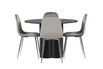 Olivia Matgrupp 110 cm Rund med 4 Eva Stolar - Svart - Products - Möbler - Bord & matgrupp - Matgrupp