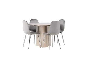 Olivia Matgrupp 110 cm Rund med 4 Eva stolar - Whitewash - Products - Möbler - Bord & matgrupp - Matgrupp