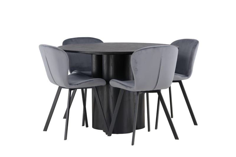 Olivia Matgrupp 110 cm Rund med 4 Lilja Stolar - Svart - Products - Möbler - Bord & matgrupp - Matgrupp