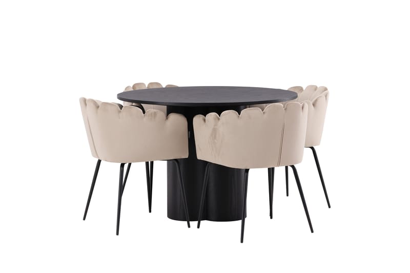 Olivia Matgrupp 110 cm Rund med 4 Limhamn Stolar - Beige - Products - Möbler - Bord & matgrupp - Matgrupp