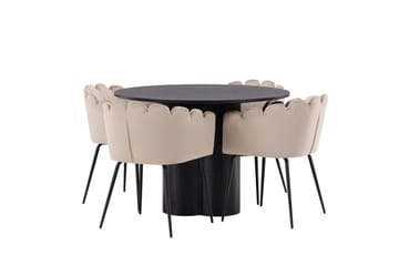 Olivia Matgrupp 110 cm Rund med 4 Limhamn Stolar - Beige - Products - Möbler - Bord & matgrupp - Matgrupp