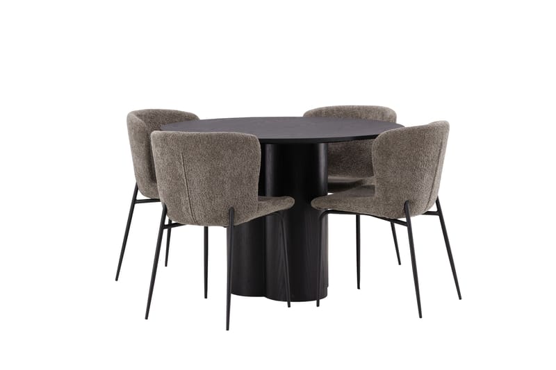 Olivia Matgrupp 110 cm Rund med 4 Modesto Stolar - Beige - Products - Möbler - Bord & matgrupp - Matgrupp