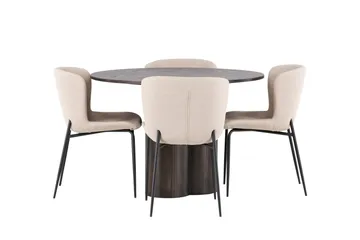 Olivia Matgrupp 110 cm Rund med 4 Modesto stolar - Mörkgrå - Products - Möbler - Bord & matgrupp - Matgrupp
