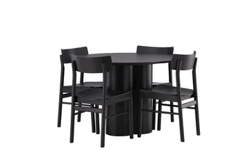 Olivia Matgrupp 110 cm Rund med 4 Montros Stolar - Svart - Products - Möbler - Bord & matgrupp - Matgrupp