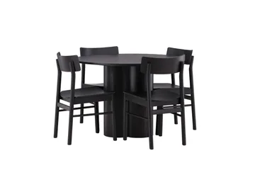 Olivia Matgrupp 110 cm Rund med 4 Montros Stolar - Svart - Products - Möbler - Bord & matgrupp - Matgrupp