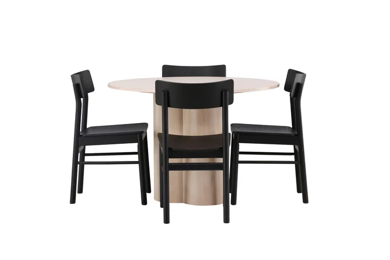 Olivia Matgrupp 110 cm Rund med 4 Montros stolar - Whitewash - Products - Möbler - Bord & matgrupp - Matgrupp