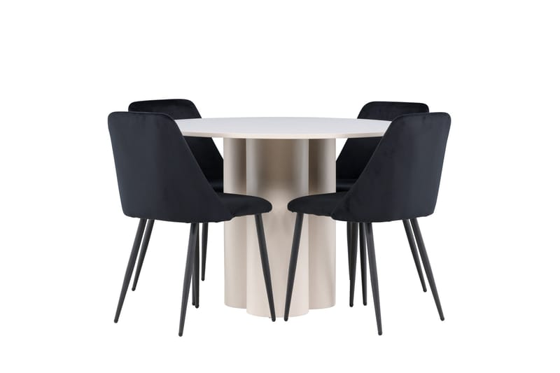 Olivia Matgrupp 110 cm Rund med 4 Night stolar - Beige/Svart - Products - Möbler - Bord & matgrupp - Matgrupp
