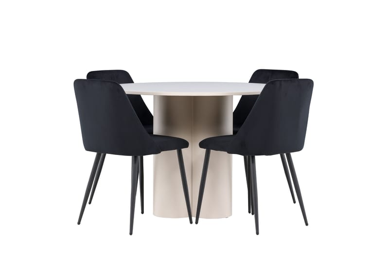 Olivia Matgrupp 110 cm Rund med 4 Night stolar - Beige/Svart - Products - Möbler - Bord & matgrupp - Matgrupp