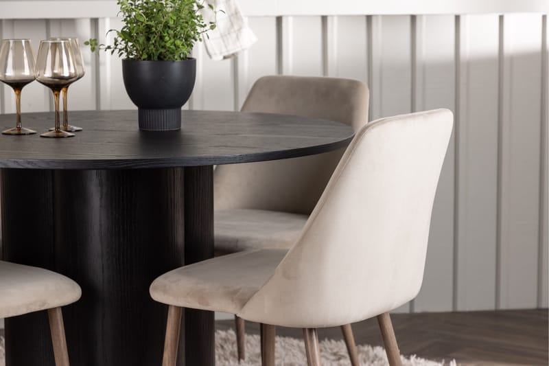 Olivia Matgrupp 110 cm Rund med 4 Night Stolar - Svart - Products - Möbler - Bord & matgrupp - Matgrupp