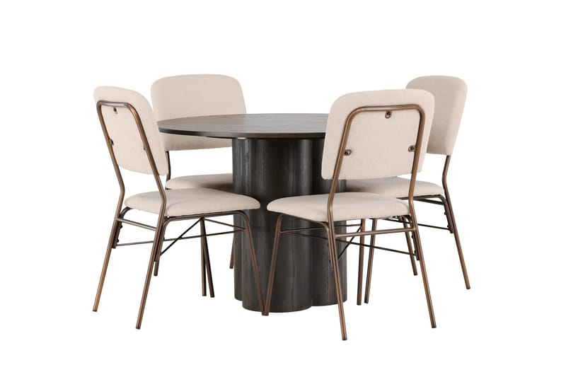 Olivia Matgrupp 110 cm Rund med 4 Seda stolar - Beige - Products - Möbler - Bord & matgrupp - Matgrupp
