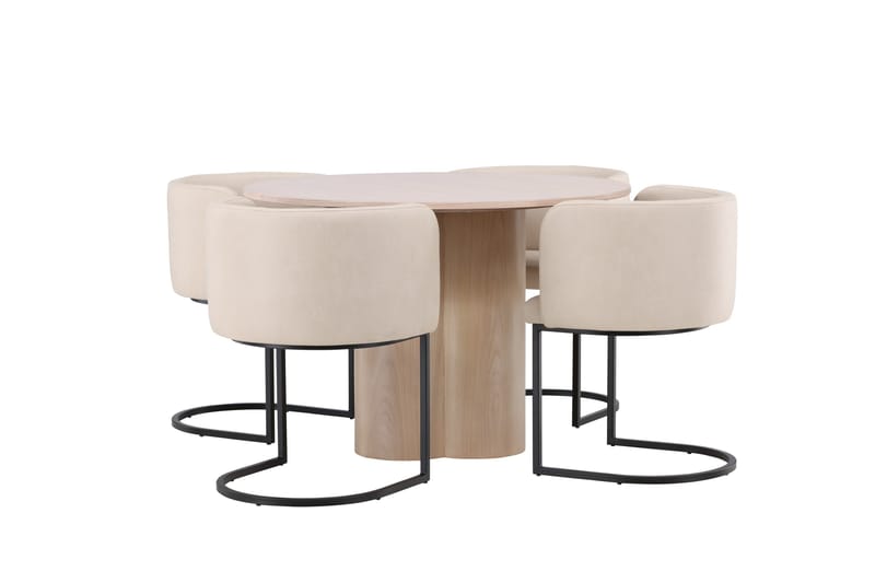 Olivia Matgrupp 110 cm Rund med 4 Simrishamn stolar - Whitewash - Products - Möbler - Bord & matgrupp - Matgrupp