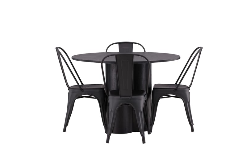 Olivia Matgrupp 110 cm Rund med 4 Tempe Stolar - Svart - Products - Möbler - Bord & matgrupp - Matgrupp