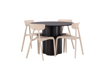 Olivia Matgrupp 110 cm Rund med 4 Ursholmen Stolar - Beige - Products - Möbler - Bord & matgrupp - Matgrupp