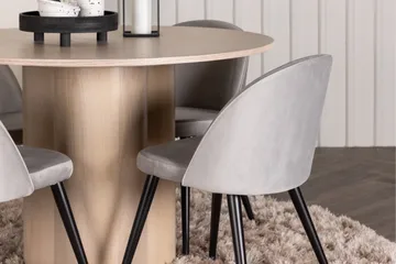 Olivia Matgrupp 110 cm Rund med 4 Velvet stolar - Whitewash - Products - Möbler - Bord & matgrupp - Matgrupp