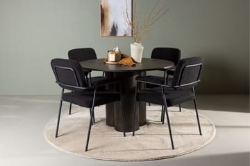 Olivia Matgrupp 110 cm Rund med 4 Yesterday stolar - Svart - Products - Möbler - Bord & matgrupp - Matgrupp