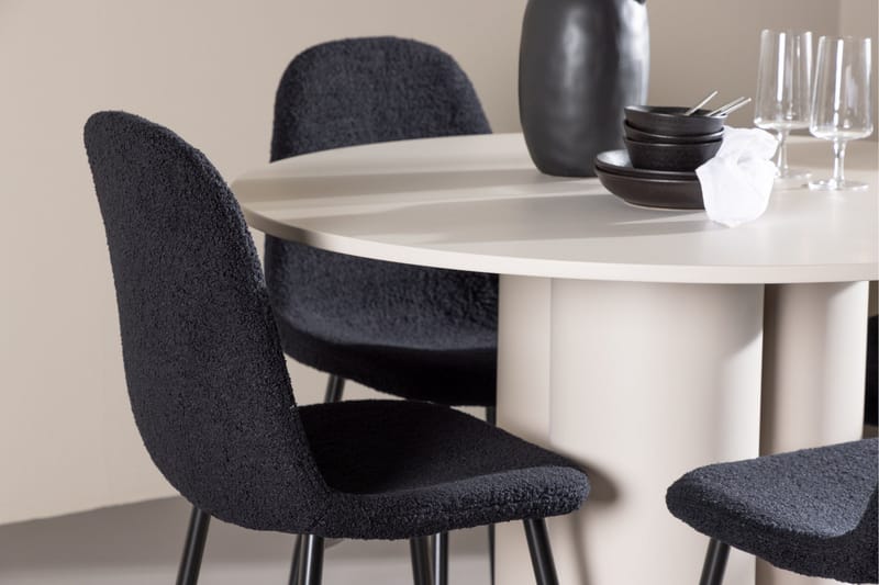 Olivia Matgrupp 110 cm Rund med 4 Polar stolar - Beige/Svart - Products - Möbler - Bord & matgrupp - Matgrupp