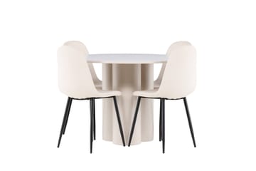 Olivia Matgrupp 110 cm Rund med 4 Polar stolar - Beige/Beige - Products - Möbler - Bord & matgrupp - Matgrupp
