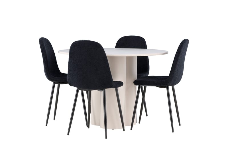Olivia Matgrupp 110 cm Rund med 4 Polar stolar - Beige/Svart - Products - Möbler - Bord & matgrupp - Matgrupp
