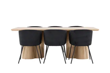 Olivia Matgrupp 210 cm Rektangulär med 6 Berit stolar - Whitewash/Svart - Products - Möbler - Bord & matgrupp - Matgrupp