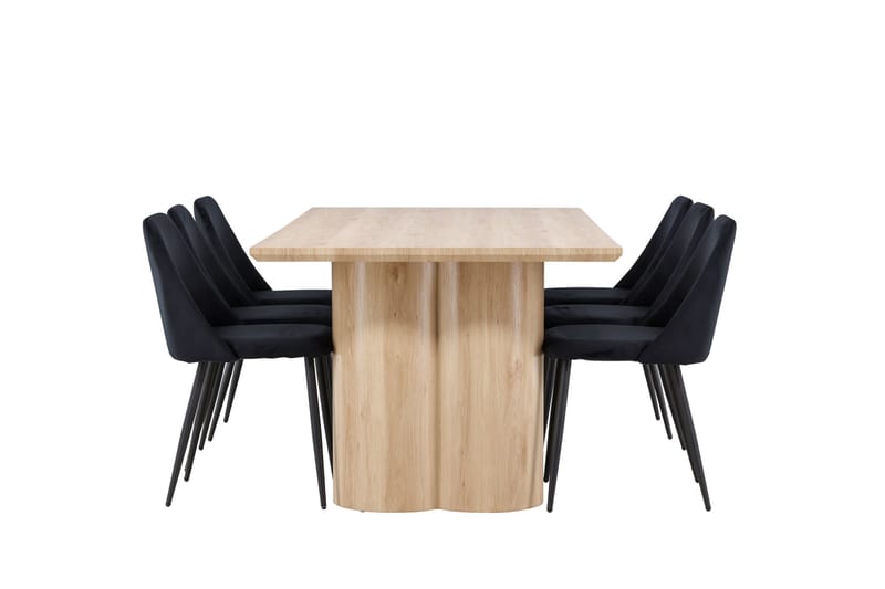 Olivia Matgrupp 210 cm Rektangulär med 6 Night stolar - Whitewash/Svart - Products - Möbler - Bord & matgrupp - Matgrupp