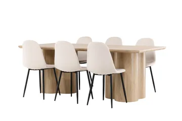 Olivia Matgrupp 210 cm Rektangulär med 6 Polar stolar - Whitewash/Beige - Products - Möbler - Bord & matgrupp - Matgrupp