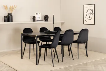 Pelle Matgrupp 190 cm inkl 6 Pontus Stolar - Svart - Products - Möbler - Bord & matgrupp - Matgrupp