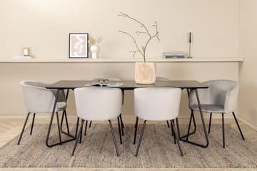 Petra Matgrupp 190 cm Rektangulär med 6 Berit stolar - Svart - Products - Möbler - Bord & matgrupp - Matgrupp