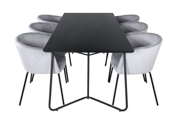 Petra Matgrupp 190 cm Rektangulär med 6 Berit stolar - Svart - Products - Möbler - Bord & matgrupp - Matgrupp