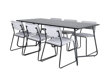 Petra Matgrupp 190 cm Rektangulär med 6 Kenth stolar - Svart - Products - Möbler - Bord & matgrupp - Matgrupp