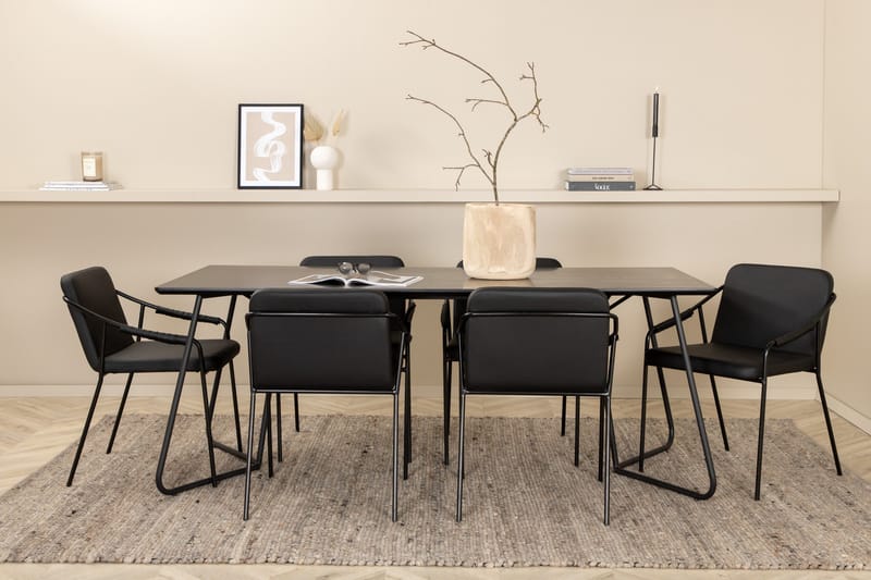 Petra Matgrupp 190 cm Rektangulär med 6 Tvista stolar - Svart - Products - Möbler - Bord & matgrupp - Matgrupp