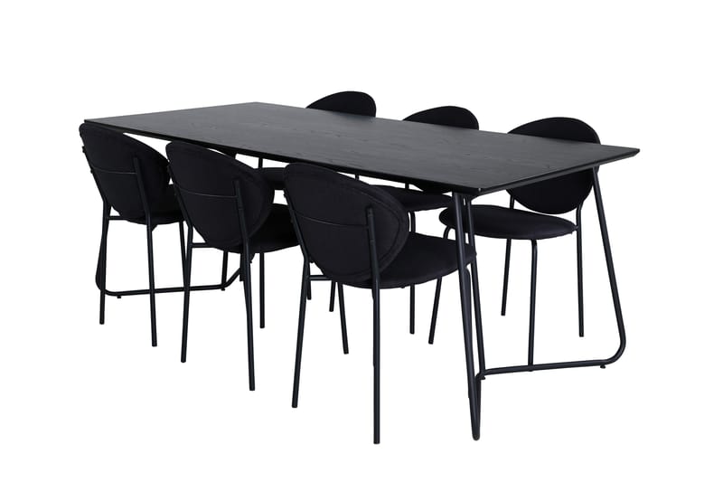 Petra Matgrupp 190 cm Rektangulär med 6 Vault stolar - Svart - Products - Möbler - Bord & matgrupp - Matgrupp