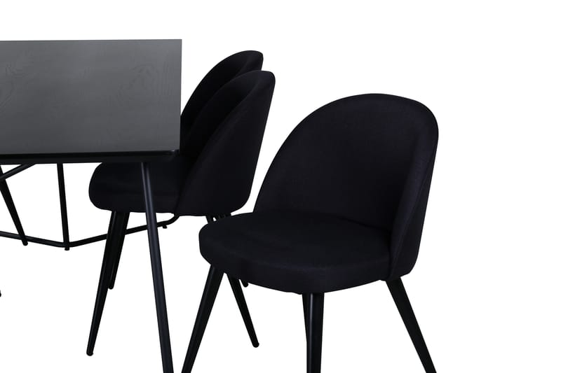Petra Matgrupp 190 cm Rektangulär med 6 Velvet stolar - Svart - Products - Möbler - Bord & matgrupp - Matgrupp