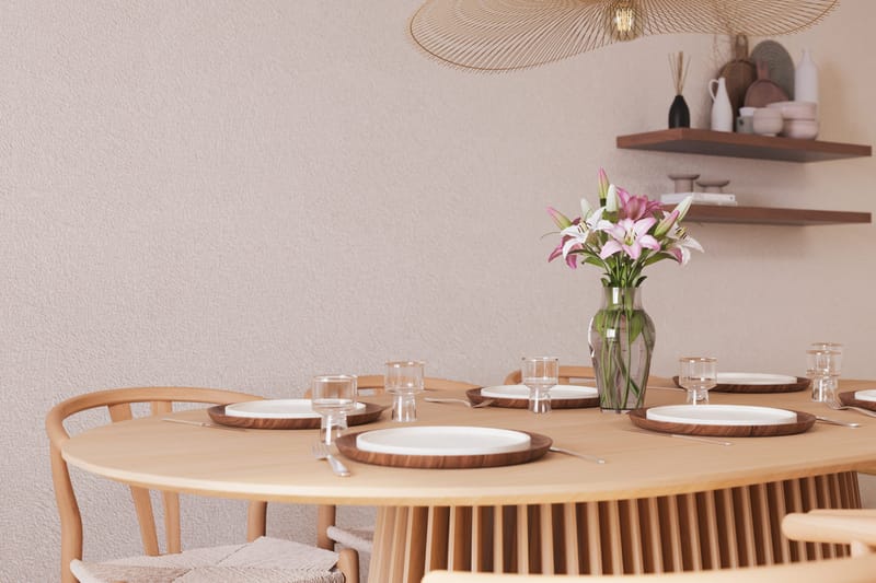 Peyra Matgrupp 200 cm Ovalt Ek med 6 Dastoori Matstolar - Natur - Products - Möbler - Bord & matgrupp - Matgrupp